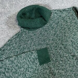 LL Bean Signature Sweater Mens Extra Large Green Marled Knit Turtleneck Pullover